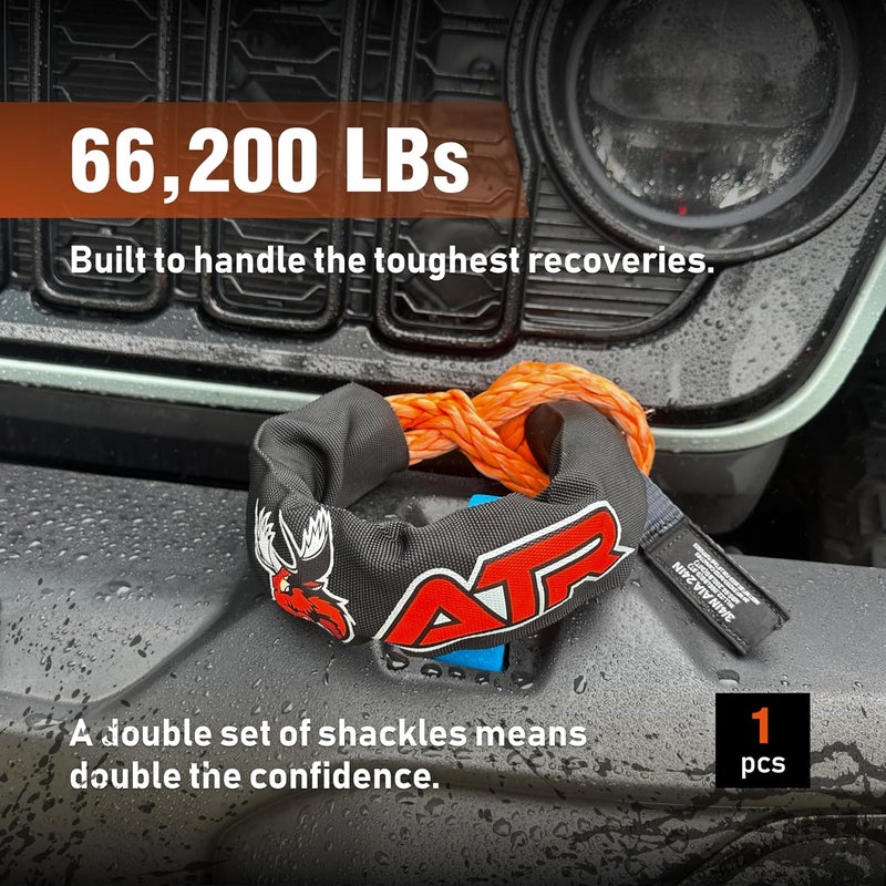 ATR Soft Shackle 3/4" x 24" (1 PC, Orange) – 66,200 lbs Strength | Heavy Duty Synthetic UHMWPE Rope Shackle with Protective Sleeve for Off-Road Recovery, Truck, Jeep, ATV, SUV - Image 2
